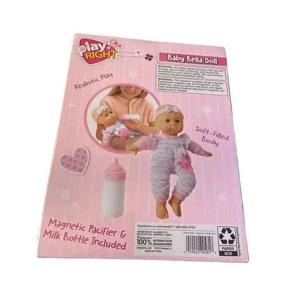Play Right Baby Bella 12” Doll with a Milk Bottle and Magnetic Pacifier - Picture 3 of 4